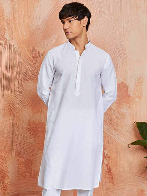 Men's White Cotton Kurta