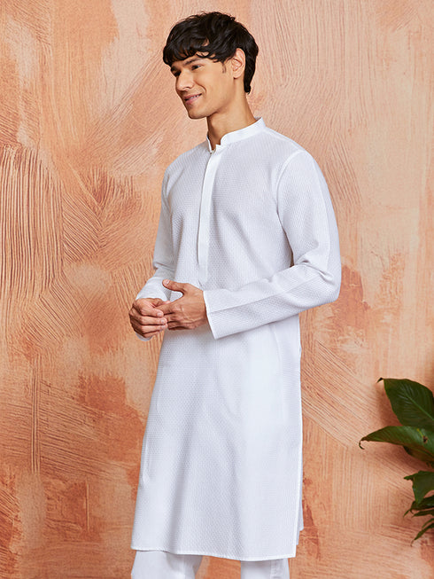 Men's White Cotton Kurta