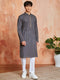 Men's Grey Cotton Kurta And Pyjama Set