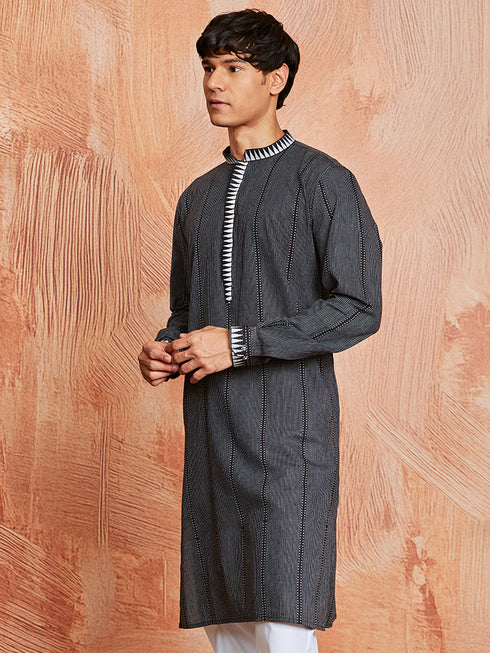 Men's Black Cotton Kurta