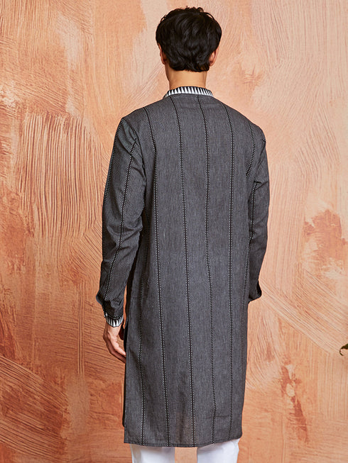 Men's Black Cotton Kurta