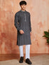 Men's Black Cotton Kurta And Pyjama Set