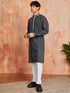 Men's Black Cotton Kurta And Pyjama Set