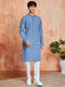 Men's Blue Cotton Kurta And Pyjama Set