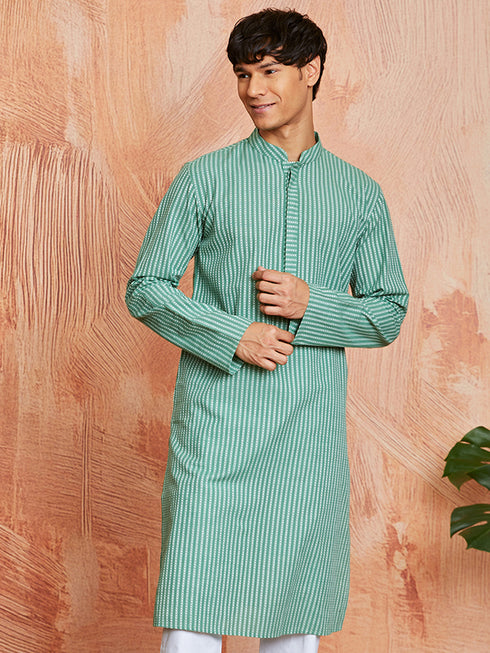 Men's Green Cotton Kurta