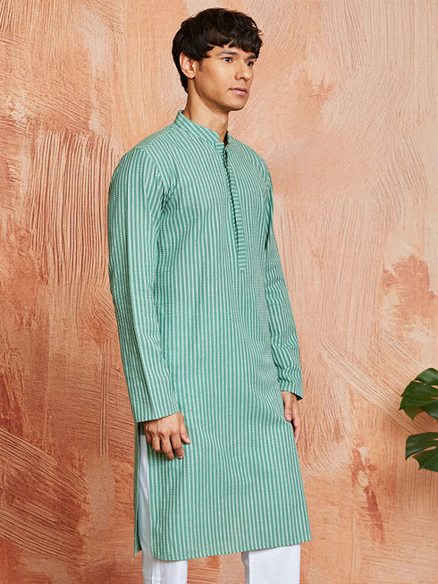 Men's Green Cotton Kurta