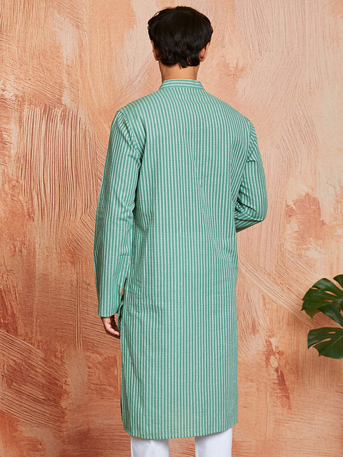 Men's Green Cotton Kurta