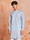 Men's Grey Cotton Blend Kurta