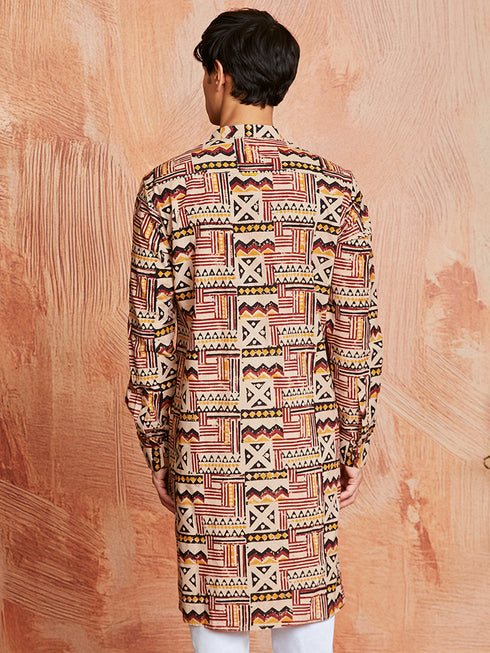 Men's Multi Color Cotton Kurta
