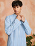 Men's Sky Blue Silk Blend Kurta And Pyjama Set