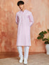 Men's Pink Silk Blend Kurta And Pyjama Set