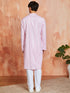 Men's Pink Silk Blend Kurta And Pyjama Set