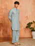 Men's Sea Green Cotton Slub Kurta And Pyjama Set