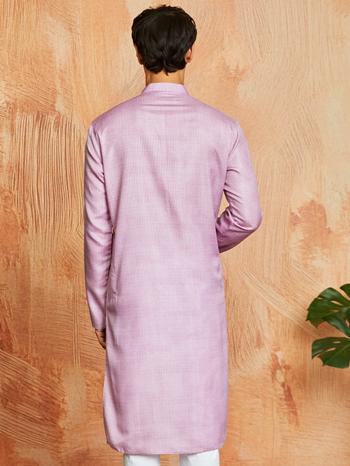 Men's Onion Pink Cotton Blend Kurta