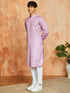 Men's Onion Pink Cotton Blend Kurta And Pyjama Set