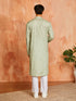 Men's Green Cotton Blend Kurta And Pyjama Set