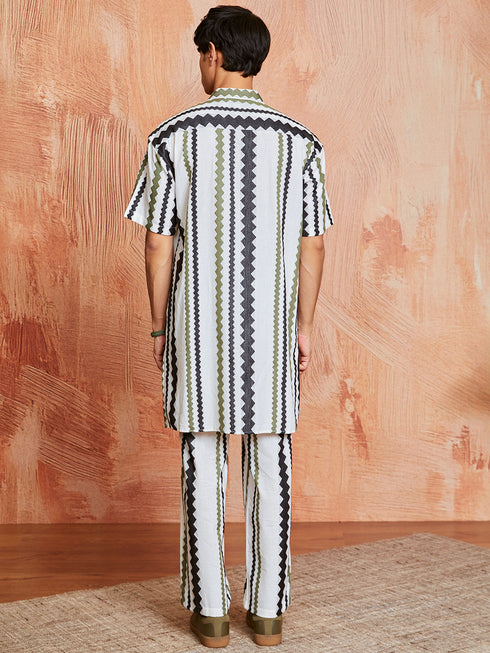 Men's Multi Color Cotton Kurta And Pyjama Set