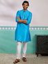 Men's Aqua Dupion Silk Kurta And Pyjama Set