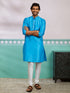Men's Aqua Dupion Silk Kurta And Pyjama Set
