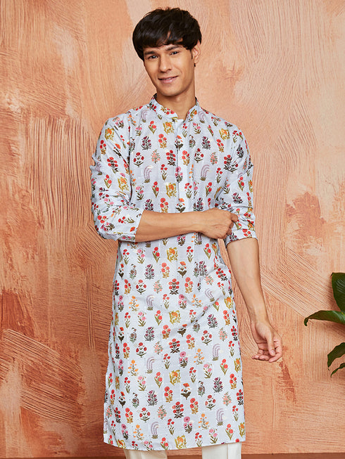 Men's Aqua Silk Blend Kurta