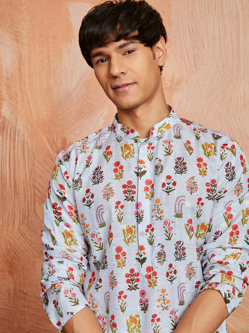 Men's Aqua Silk Blend Kurta