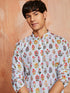 Men's Aqua Silk Blend Kurta And Pyjama Set