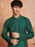 Men's Bottle Green Silk Blend Kurta And Pyjama Set