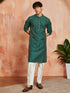 Men's Bottle Green Silk Blend Kurta And Pyjama Set