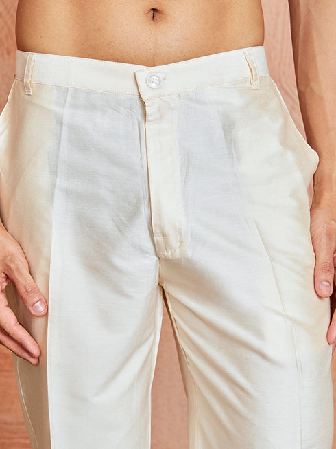 Men's Bottle Green Silk Blend Kurta And Pyjama Set