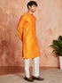 Men's Orange Silk Blend Kurta And Pyjama Set