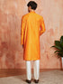 Men's Orange Silk Blend Kurta And Pyjama Set