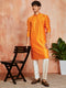 Men's Orange Silk Blend Kurta And Pyjama Set