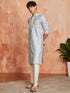 Men's Grey Silk Blend Kurta And Pyjama Set