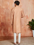 Men's Peach Silk Blend Kurta And Pyjama Set