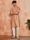 Men's Peach Silk Blend Kurta And Pyjama Set