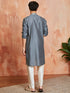 Men's Steel Silk Blend Kurta And Pyjama Set