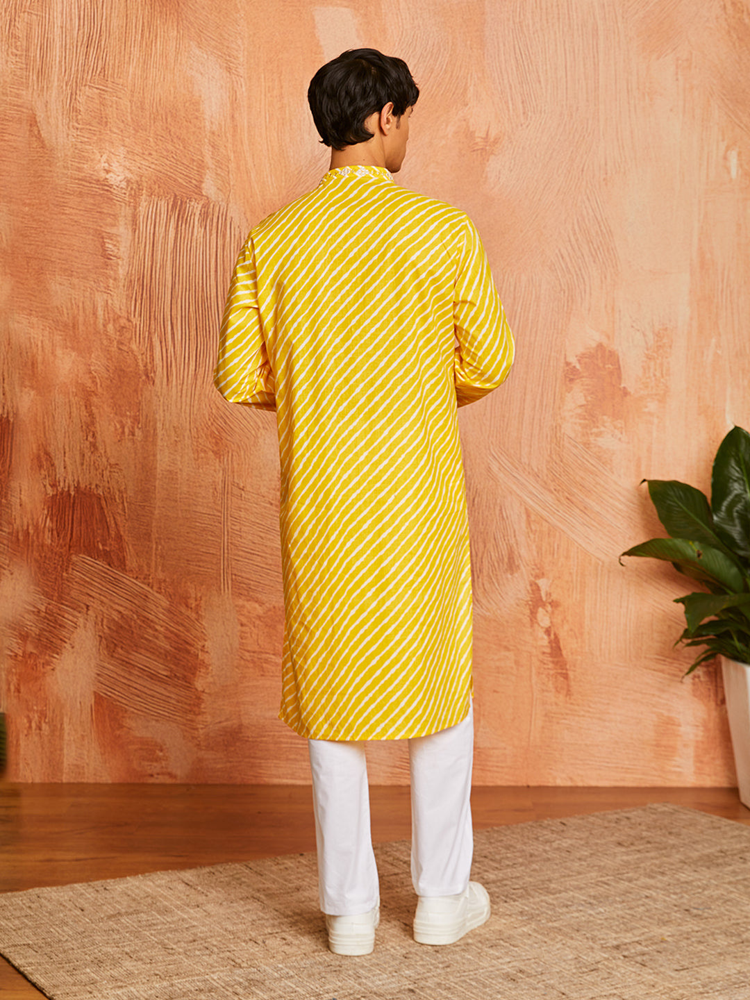 Men's Yellow Cotton Kurta And Pyjama Set