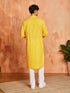Men's Yellow Cotton Kurta And Pyjama Set