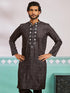 Men's Black Silk Blend Kurta