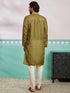 Men's Green Cotton Silk Kurta And Pyjama Set