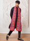 Men's Black Silk Blend Kurta,Pyjama And Dupatta Set.