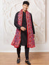 Men's Black Silk Blend Kurta,Pyjama And Dupatta Set.
