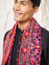 Men's Black Silk Blend Kurta,Pyjama And Dupatta Set.