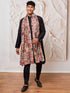Men's Black Silk Blend Kurta,Pyjama And Dupatta Set.