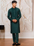 Men's Bottle Green Silk Blend Kurta,Pyjama Set.