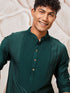 Men's Bottle Green Silk Blend Kurta,Pyjama Set.