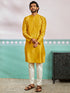 Men's Mustard Silk Blend Kurta And Pyjama Set