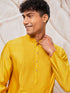 Men's Mustard Silk Blend Kurta,Pyjama Set.