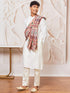 Men's White Silk Blend Kurta, Pant And Dupatta Set