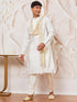 Men's White Silk Blend Kurta, Pant And Dupatta Set
